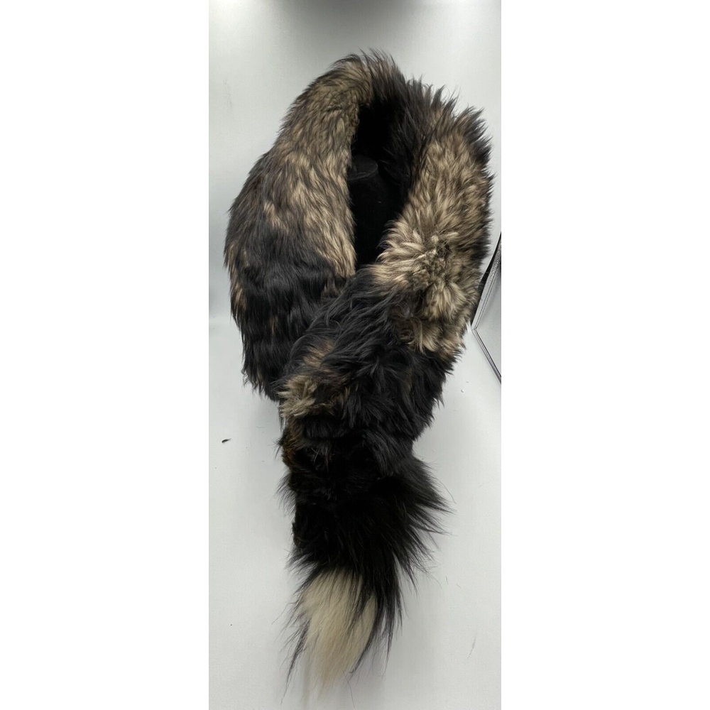 Vintage 1950s Glamour Authentic Large Black Silver Fox Fur Taxidermy Stole Scarf